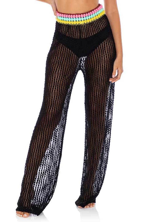 Luli Fama Night Lights POMPOM TRIM FLARE PANT