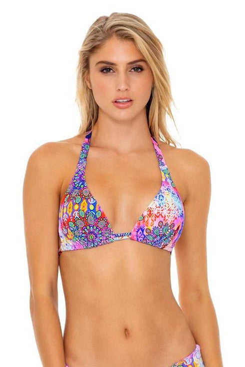 Luli Fama Pink Lagoon Halter bikini top