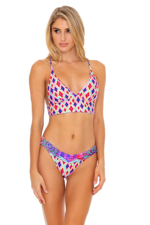 Luli Fama Pink Lagoon Bustier Bralette Bikini Top