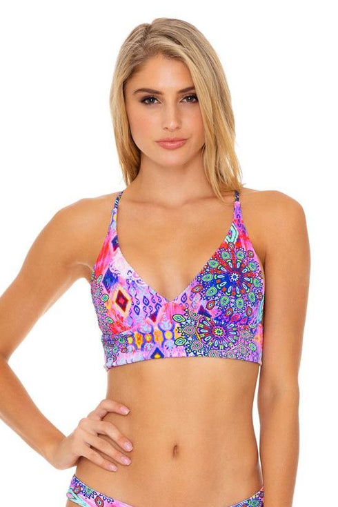 Luli Fama Pink Lagoon Bustier Bralette Bikini Top