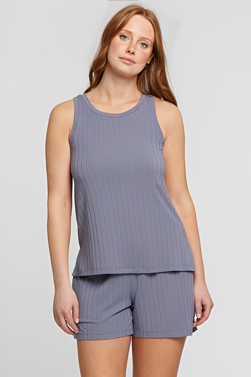 Fleur't Ribbed Tank And Short Set