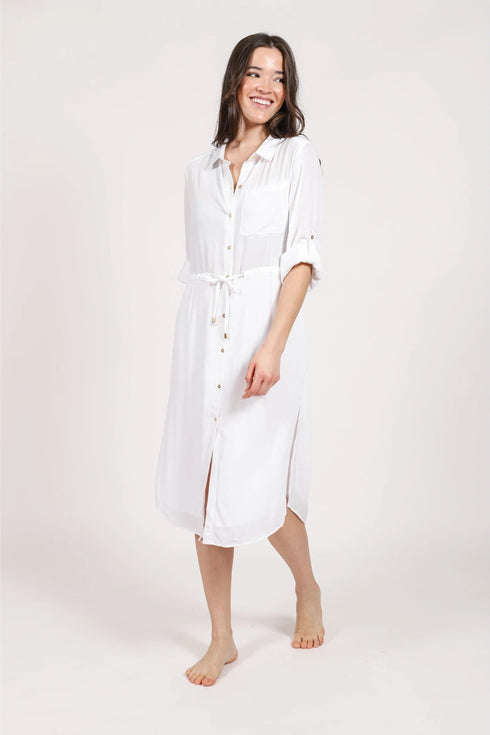 Koy Resort Miami Shirt Dress with Tie