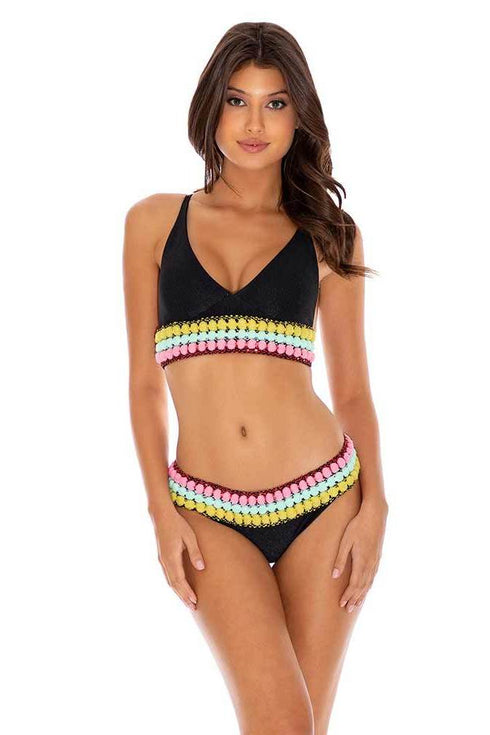 Luli Fama Night Lights POMPOM TRIM BANDED FULL BOTTOM