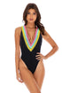 Luli Fama Night Lights POMPOM TRIM DEEP V ONE PIECE BODYSUIT