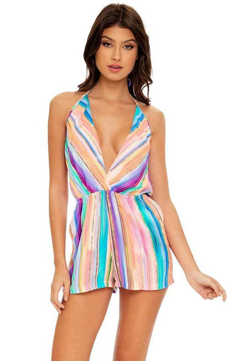 Luli Fama Heat Waves SPAGHETTI STRAP ROMPER