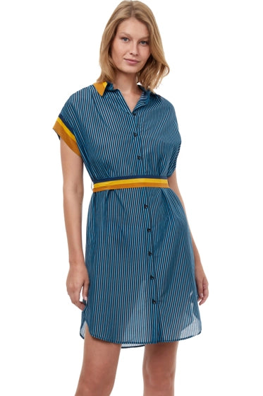 Gottex Luma Stripes of Light Cover Up Shirt Dress with Tie