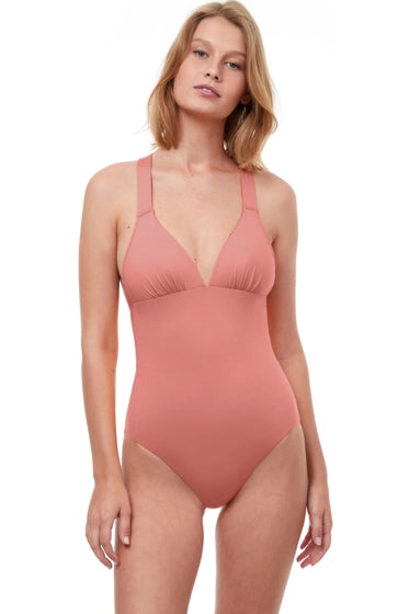 Gottex Luma Summer Sunrise Deep Plunge Halter One Piece Swimsuit