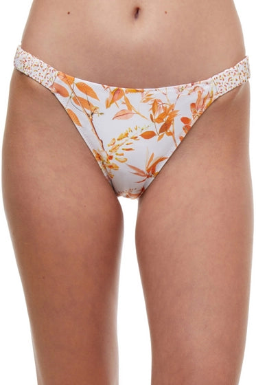 Gottex Luma Vivid Koyo Orange & White Side Tab Triangle Bikini Bottom