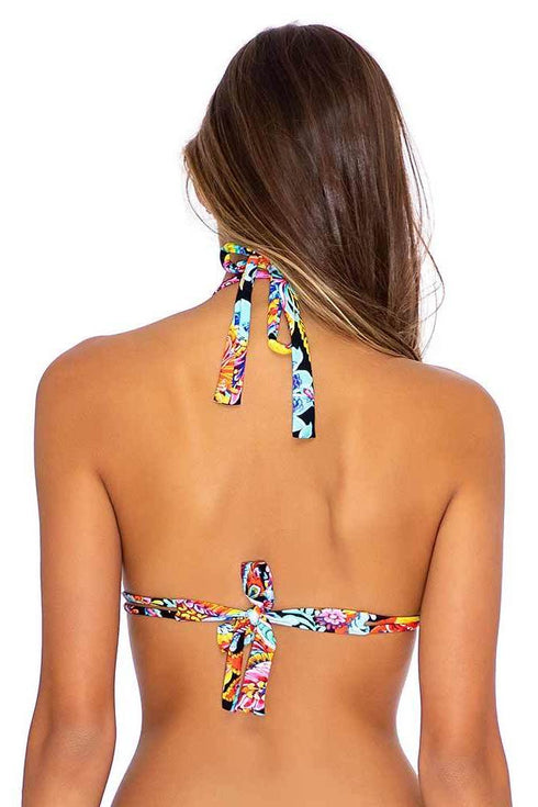 Luli Fama Moon Nights LACE TRIM TRIANGLE HALTER TOP