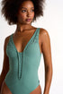 Deep V-Neck One-Piece - 42480-05-600 4 / 600 Sage / 75% POLYAMIDE, 25% ELASTANE