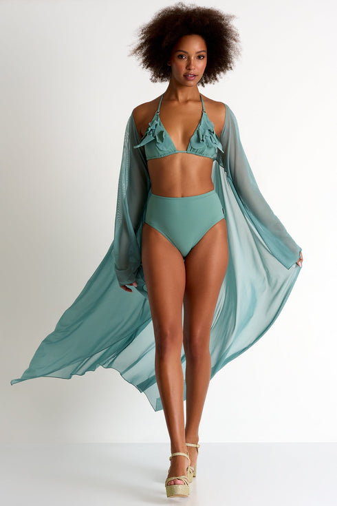 Triangle Bikini Top With Petal Appliqués - 42483-16-600 4 / 600 Sage / 75% POLYAMIDE, 25% ELASTANE