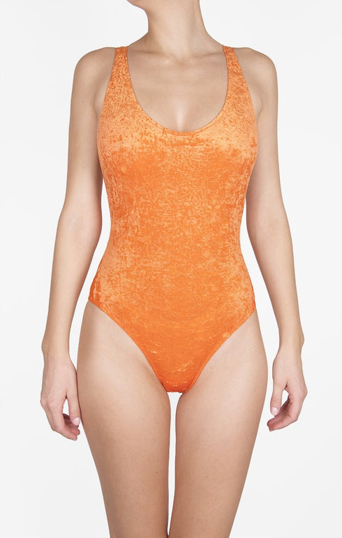 Shan Velour Plunge open back one piece