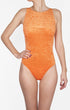 Shan Velour High neck open back one piece