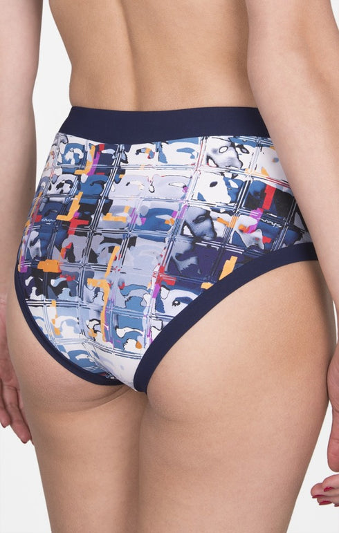 Shan Aqua Blue Full coverage high waist bikini bottom