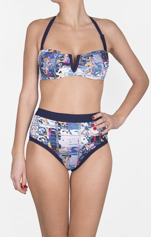 Shan Aqua Blue Full coverage high waist bikini bottom