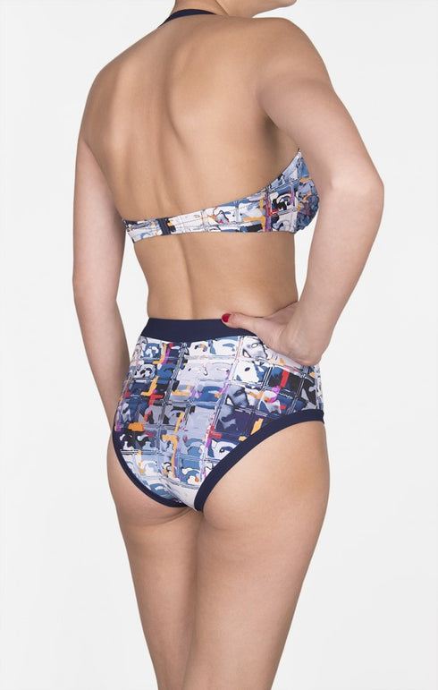 Shan Aqua Blue Full coverage high waist bikini bottom