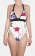 Shan Pop Art Classic plunging V neck one piece