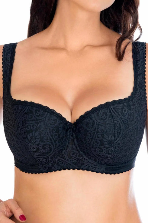 EuroBra Balconette Padded Underwire Bra With Wide Comfortable Straps