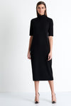Shan Margot Short sleeve mock neck midi dress