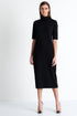 Shan Margot Short sleeve mock neck midi dress