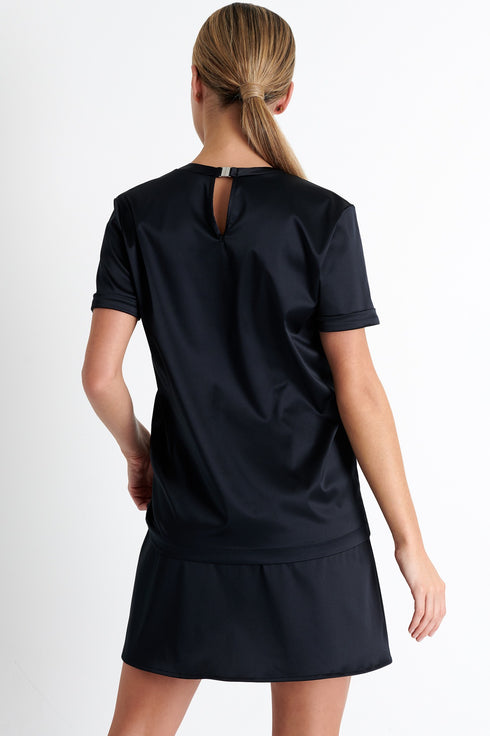 Shan Elena Mini belted satin skirt