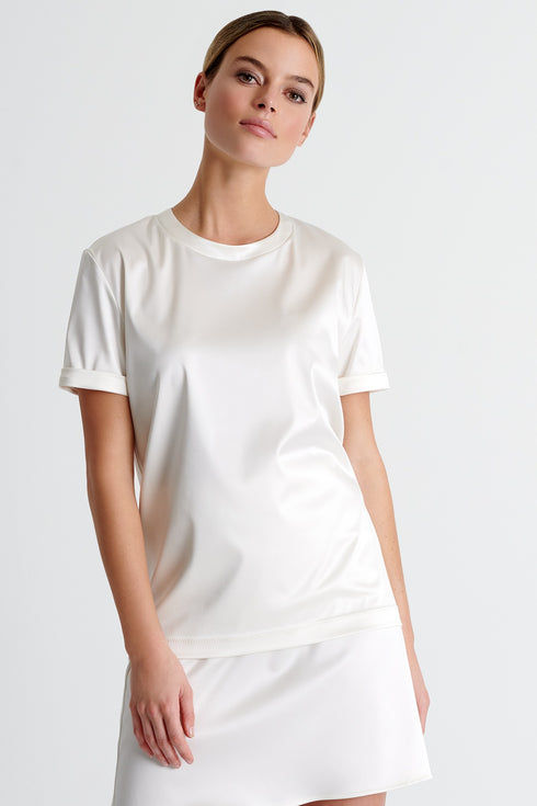 Shan Elena Mini belted satin skirt