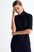 Shan Margot Short sleeve mock neck midi WOOL dress
