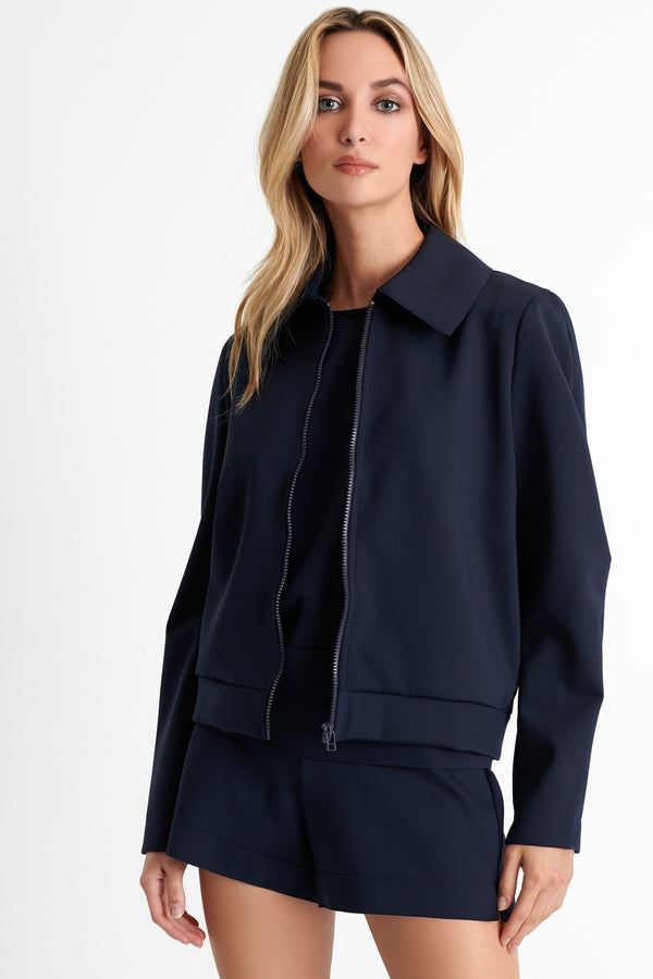 Shan Sofia Zip-up collar bomber jacket