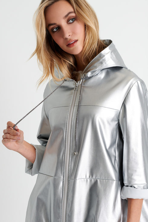 Shan Eva Hooded vegan leather jacket