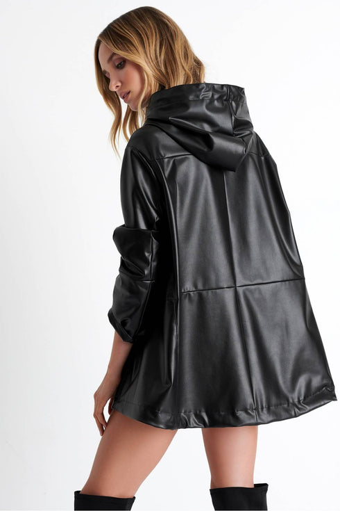 Shan Eva HOODED VEGAN LEATHER JACKET