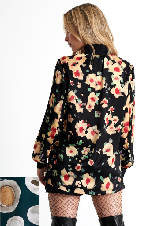 Shan Soie Mock neck silk blouse