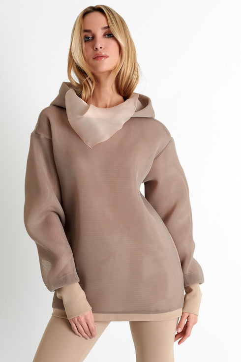Shan Sofia Hooded mesh sweatshirt
