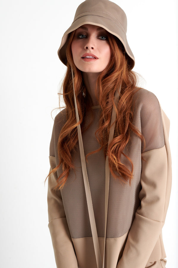 Shan Sofia 3D mesh and 3D jersey long sleeve top