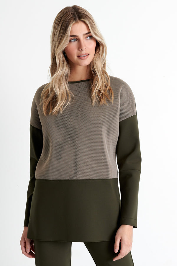 Shan Sofia Long 3D mesh and 3D jersey top