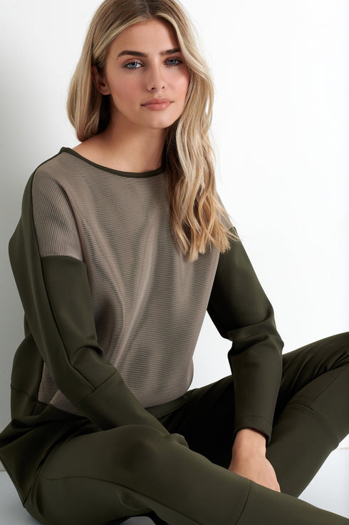 Shan Sofia Long 3D mesh and 3D jersey top