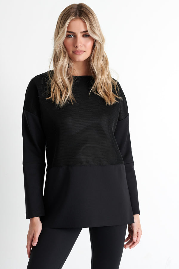 Shan Sofia Long 3D mesh and 3D jersey top