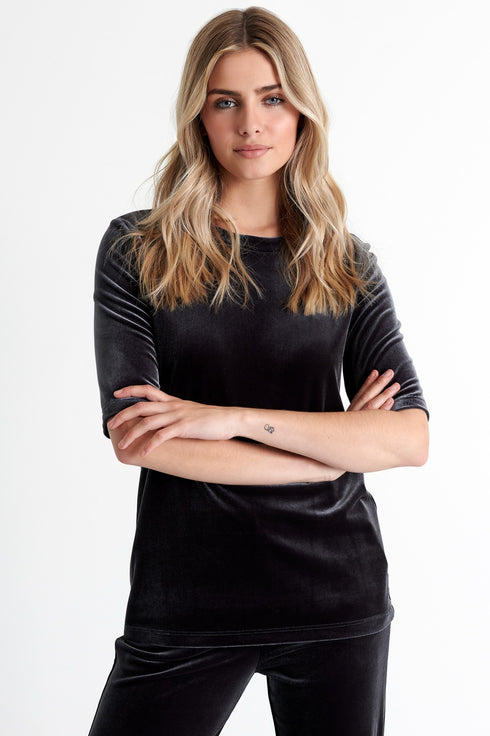 Shan Scarlett Classic velvet shirt