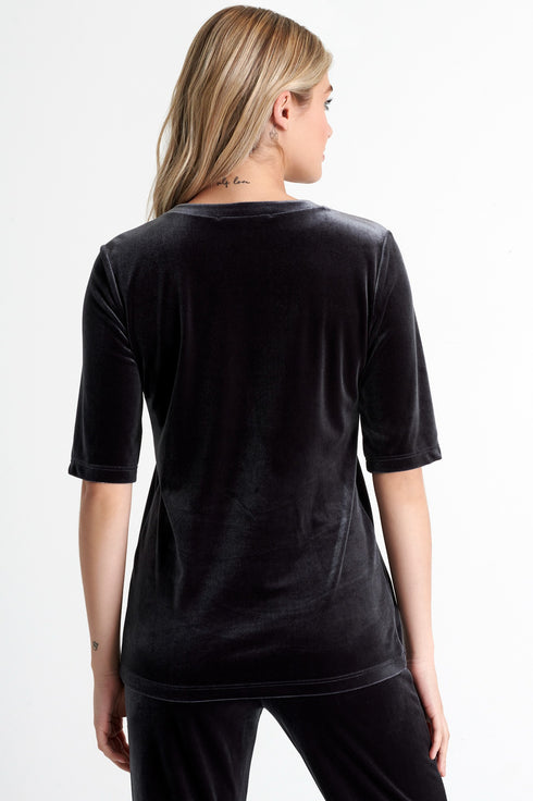Shan Scarlett Classic velvet shirt