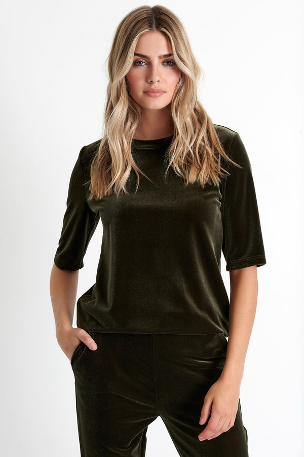 Shan Scarlett Classic velvet shirt