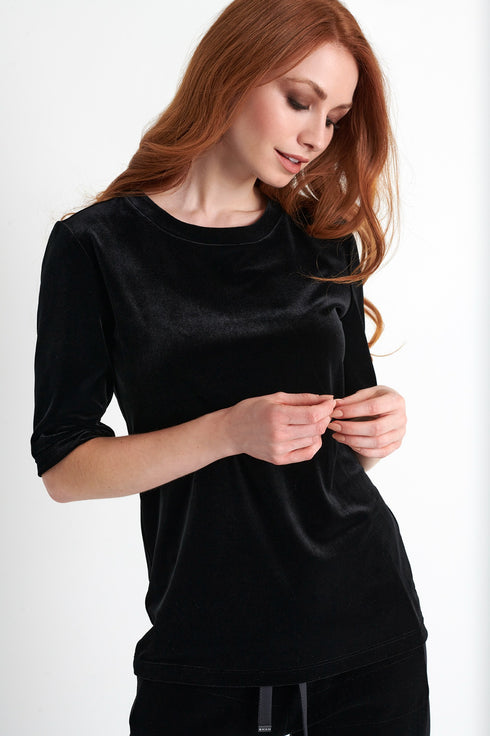 Shan Scarlett Classic velvet shirt