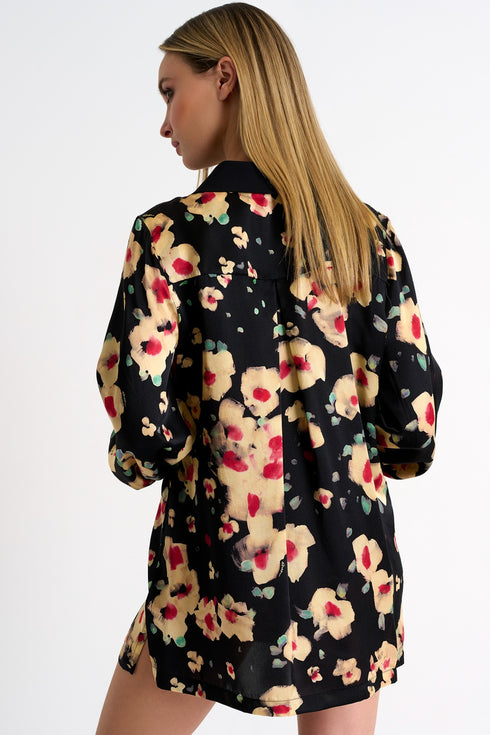 Shan Soie Silk puff sleeve blouse