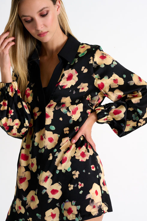 Shan Soie Silk puff sleeve blouse