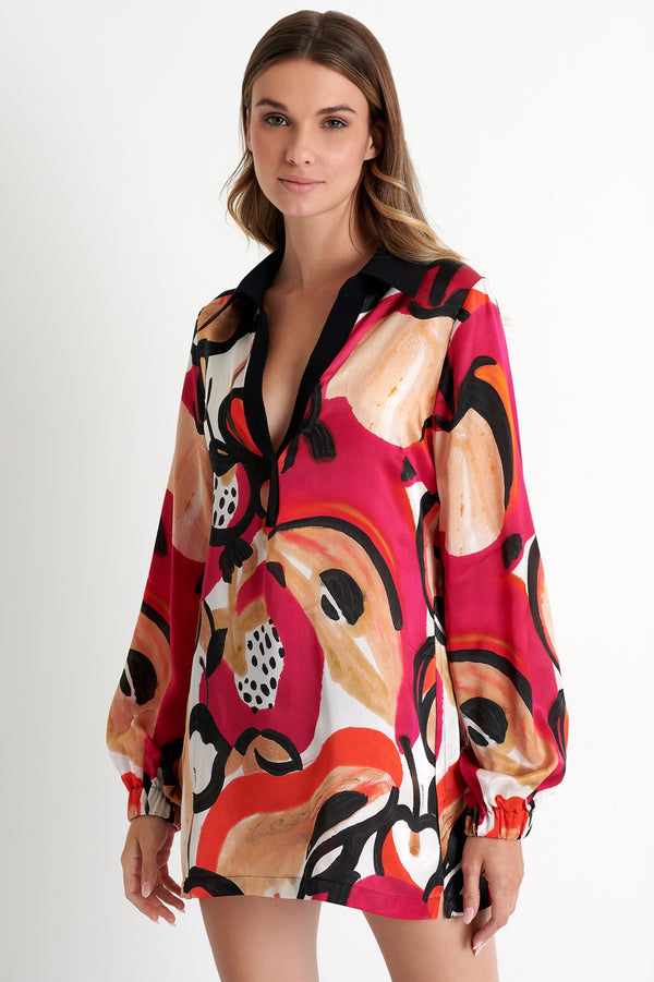 Shan Soie Silk puff sleeve blouse