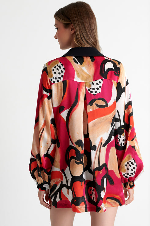 Shan Soie Silk puff sleeve blouse