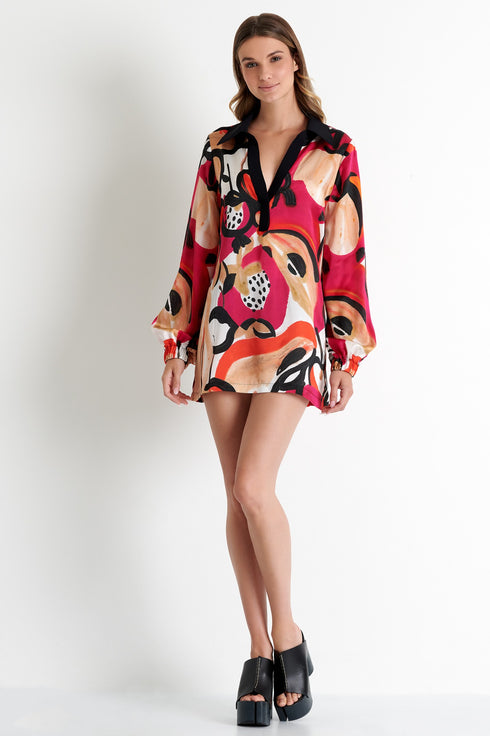 Shan Soie Silk puff sleeve blouse