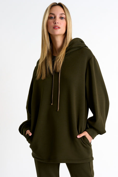 Shan Mila Puff sleeve hoodie Fleece jersey