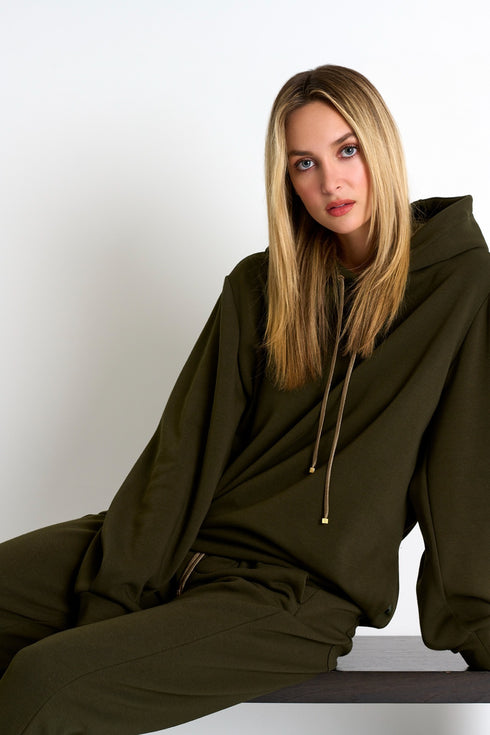 Shan Mila Puff sleeve hoodie Fleece jersey