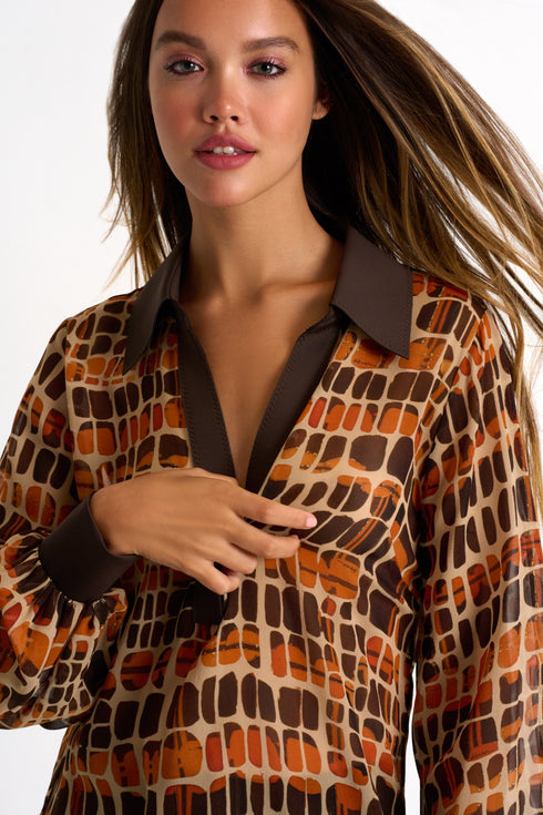 Shan Charlene Silk puff sleeve blouse