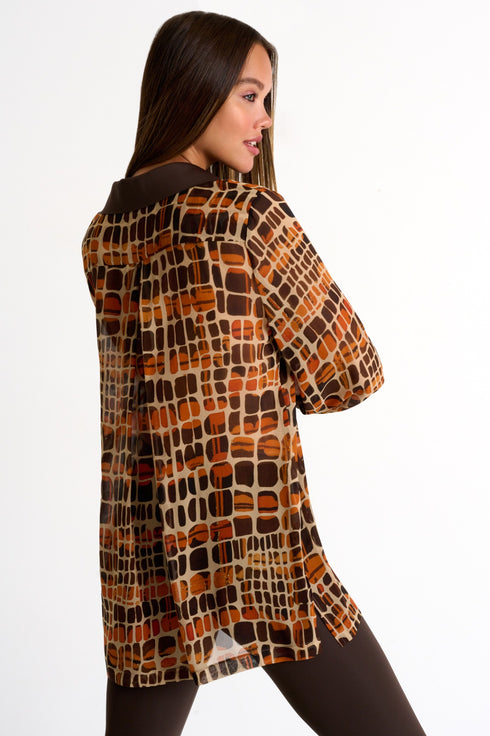 Shan Charlene Silk puff sleeve blouse