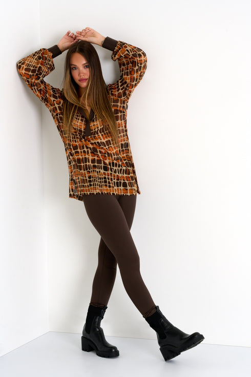 Shan Charlene Silk puff sleeve blouse